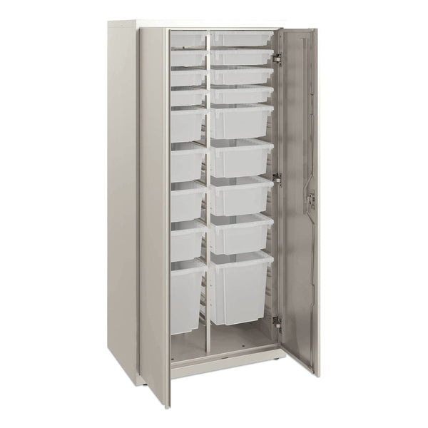 HON® Flagship Storage Cabinet with 8 Small, 8 Medium and 2 Large Bins, 30w x 18d x 64.25h, Loft (HONSC186430LGLO)