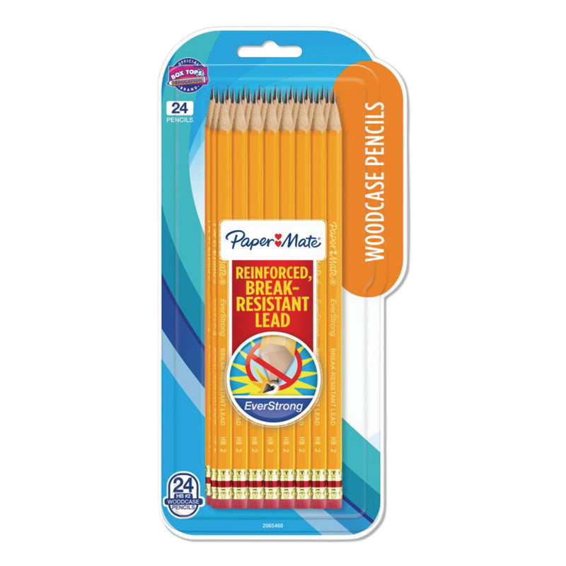 Papermate® EverStrong #2 Pencils, HB (#2), Black Lead, Yellow Barrel, 24/Pack (PAP2207846) Pack of 24