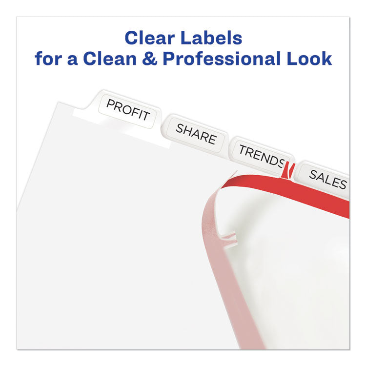 Avery® Print and Apply Index Maker Clear Label Unpunched Dividers, 8-Tab, 11 x 8.5, White, White Tabs, 25 Sets (AVE11444)