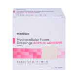 McKesson Foam Dressing 3 X 3 Inch With Border Film Backing Acrylic Adhesive Square Sterile (1138279_CS) 100/CS