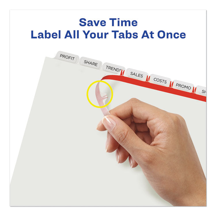 Avery® Print and Apply Index Maker Clear Label Unpunched Dividers, 8-Tab, 11 x 8.5, White, 5 Sets (AVE11432)