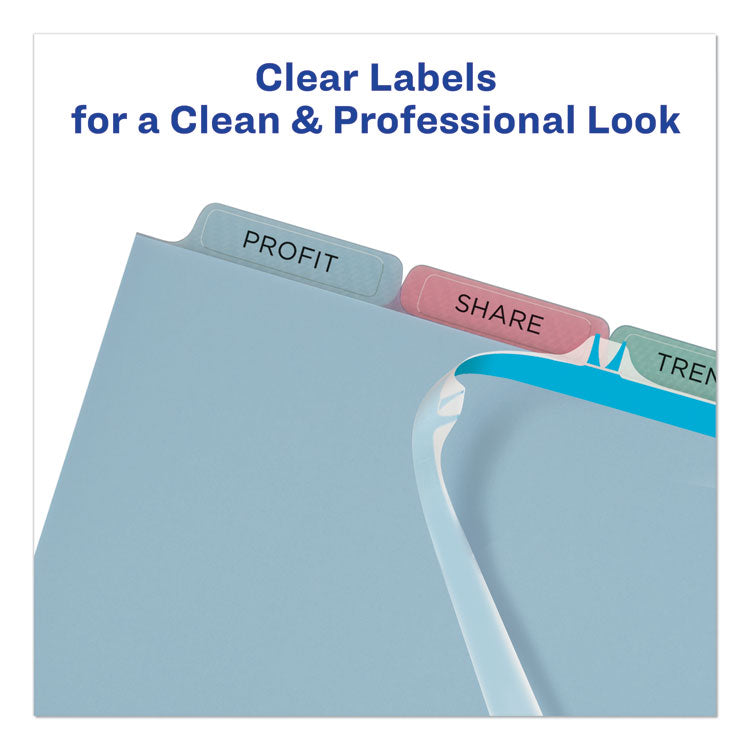 Avery® Print and Apply Index Maker Clear Label Plastic Dividers with Printable Label Strip, 5-Tab, 11 x 8.5, Assorted Tabs, 1 Set (AVE11452)