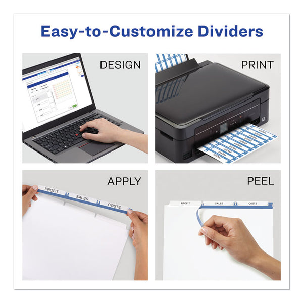 Avery® Print and Apply Index Maker Clear Label Dividers, 3-Tab, White Tabs, 11 x 8.5, White, 25 Sets (AVE11445)