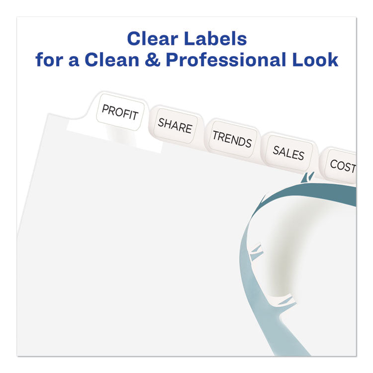 Avery® Print and Apply Index Maker Clear Label Dividers, 12-Tab, White Tabs, 11 x 8.5, White, 1 Set (AVE11428)