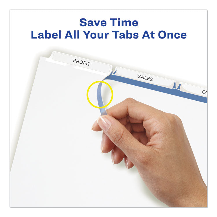 Avery® Print and Apply Index Maker Clear Label Dividers, 3-Tab, White Tabs, 11 x 8.5, White, 5 Sets (AVE11435)