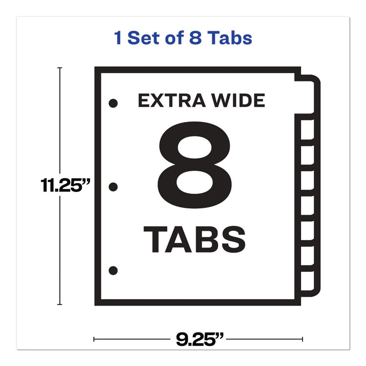 Avery® Print and Apply Index Maker Clear Label Dividers, Extra Wide Tab, 8-Tab, 11.25 x 9.25, White, 1 Set (AVE11439)