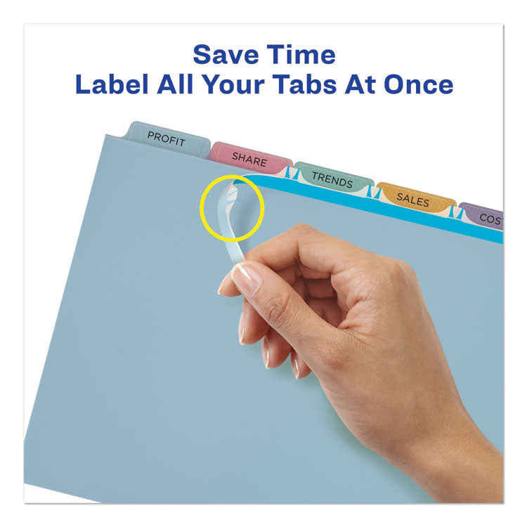 Avery® Print and Apply Index Maker Clear Label Plastic Dividers with Printable Label Strip, 5-Tab, 11 x 8.5, Assorted Tabs, 5 Sets (AVE12452)