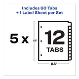 Avery® Print and Apply Index Maker Clear Label Dividers, 12-Tab, White Tabs, 11 x 8.5, White, 5 Sets (AVE11429)