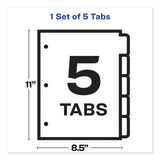 Avery® Print and Apply Index Maker Clear Label Dividers, Big Tab, 5-Tab, White Tabs, 11 x 8.5, White, 1 Set (AVE11490)