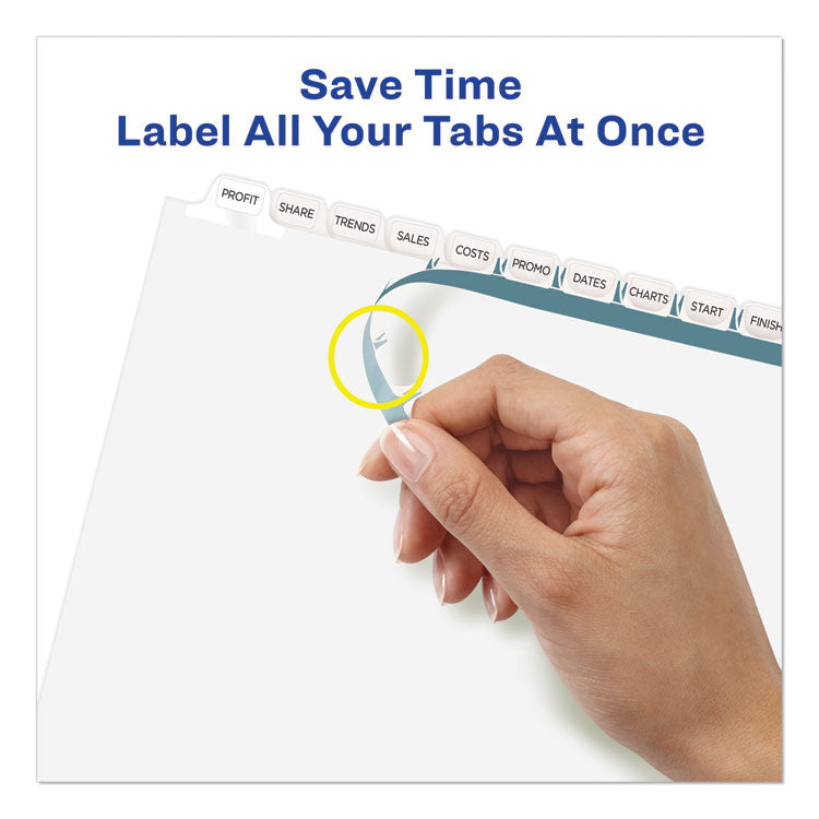 Avery® Print and Apply Index Maker Clear Label Dividers, 12-Tab, White Tabs, 11 x 8.5, White, 1 Set (AVE11428)