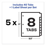 Avery® Print and Apply Index Maker Clear Label Dividers, Big Tab, 8-Tab, 11 x 8.5, White, 5 Sets (AVE11493)