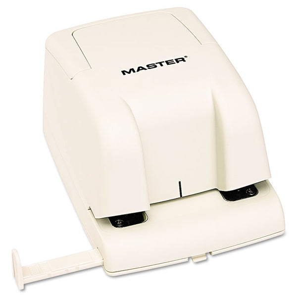 Master® 12-Sheet EP210 Electric/Battery-Operated Two-Hole Punch, 1/4" Holes, Beige (MATEP210) Each