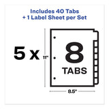 Avery® Print and Apply Index Maker Clear Label Plastic Dividers w/Printable Label Strip, 8-Tab, 11 x 8.5, Frosted Clear Tabs, 5 Sets (AVE12450)