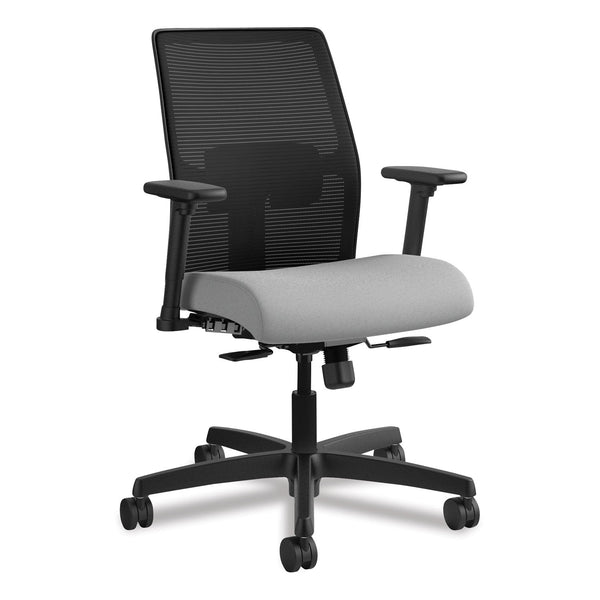 HON® Ignition 2.0 4-Way Stretch Low-Back Mesh Task Chair, Supports 300 lb, 17" to 21" Seat Height, Frost Seat, Black Back/Base (HONI2L1AMLC22TK)