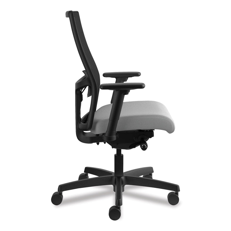 HON® Ignition 2.0 4-Way Stretch Mid-Back Mesh Task Chair, Supports 300 lb, 17" to 21" Seat Height, Frost Seat, Black Back/Base (HONI2M2AMLC22TK)