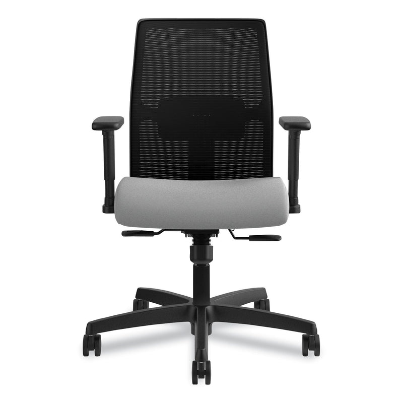 HON® Ignition 2.0 4-Way Stretch Low-Back Mesh Task Chair, Supports 300 lb, 17" to 21" Seat Height, Frost Seat, Black Back/Base (HONI2L1AMLC22TK)