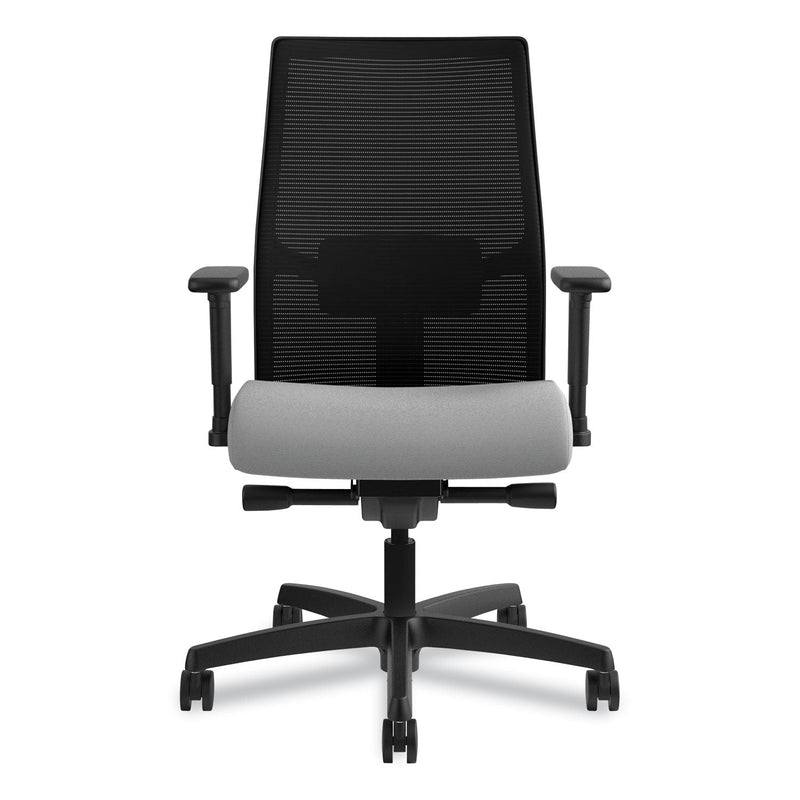 HON® Ignition 2.0 4-Way Stretch Mid-Back Mesh Task Chair, Supports 300 lb, 17" to 21" Seat Height, Frost Seat, Black Back/Base (HONI2M2AMLC22TK)