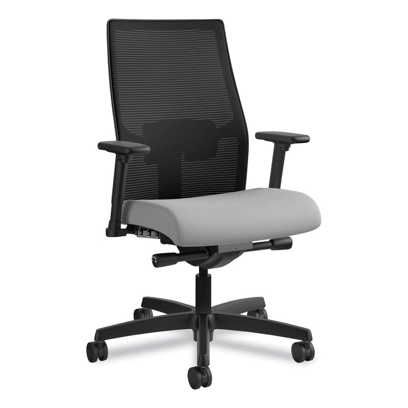 HON® Ignition 2.0 4-Way Stretch Mid-Back Mesh Task Chair, Supports 300 lb, 17" to 21" Seat Height, Frost Seat, Black Back/Base (HONI2M2AMLC22TK)