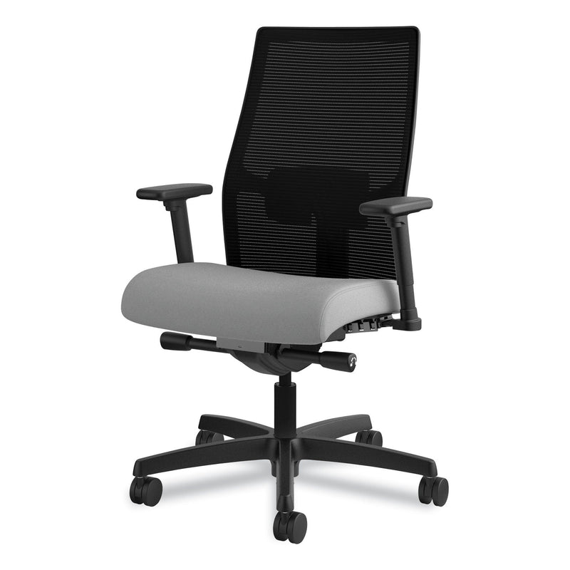 HON® Ignition 2.0 4-Way Stretch Mid-Back Mesh Task Chair, Supports 300 lb, 17" to 21" Seat Height, Frost Seat, Black Back/Base (HONI2M2AMLC22TK)