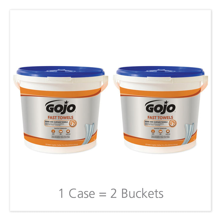 GOJO® FAST TOWELS Hand Cleaning Towels, 9 x 10, Fresh Citrus, Blue, 225/Bucket, 2 Buckets/Carton (GOJ629902CT) Case of 2