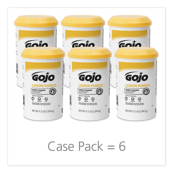 GOJO® Lemon Pumice Hand Cleaner, Lemon Scent, 4.5 lb Tub, 6/Carton (GOJ0915) Case of 6