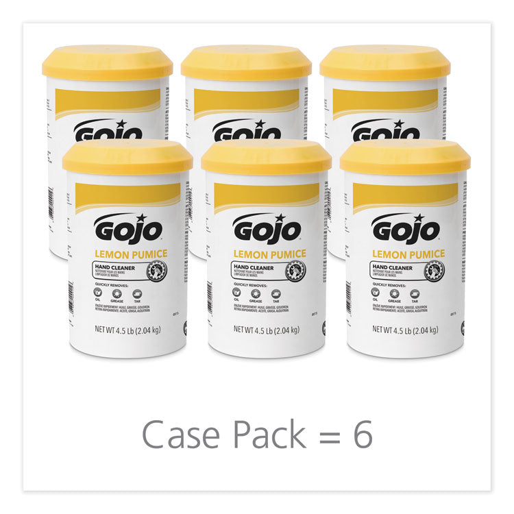 GOJO® Lemon Pumice Hand Cleaner, Lemon Scent, 4.5 lb Tub, 6/Carton (GOJ0915) Case of 6