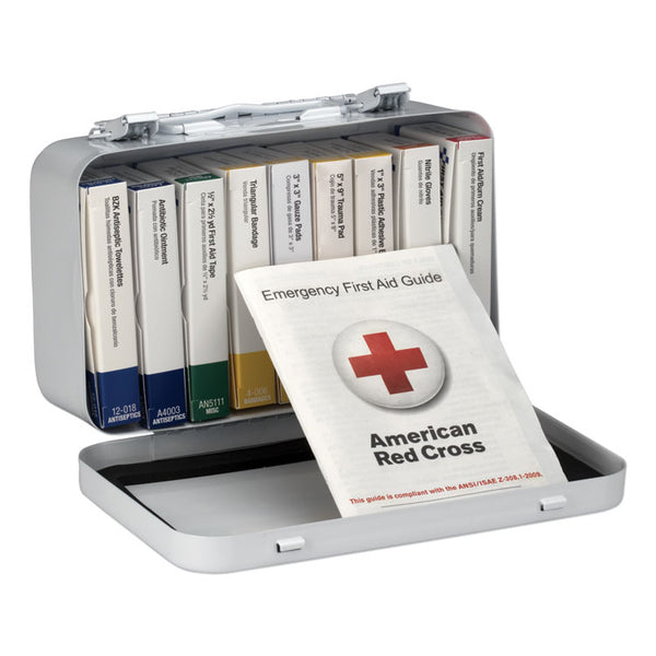 First Aid Only™ Unitized First Aid Kit for 10 People, 65 Pieces, OSHA/ANSI, Metal Case (FAO240AN) Each