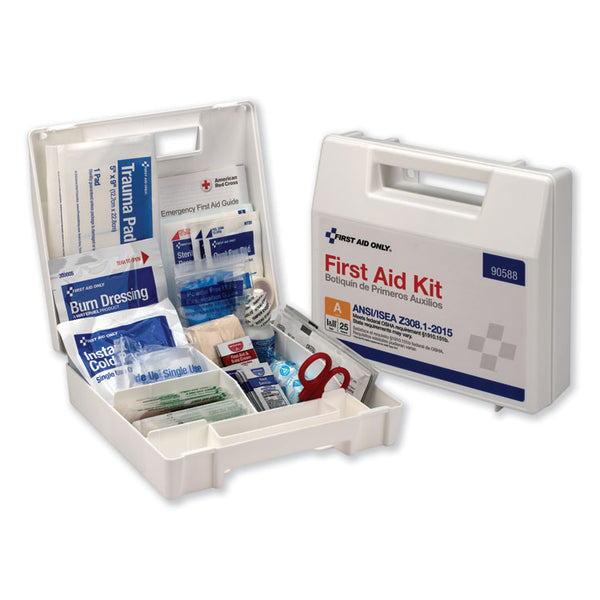 First Aid Only™ ANSI 2015 Compliant Class A Type I and II First Aid Kit for 25 People, 89 Pieces, Plastic Case (FAO90588) Each