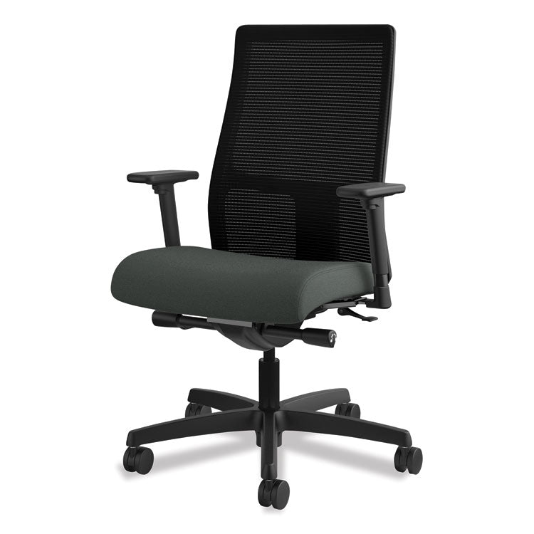 HON® Ignition Series Mesh Mid-Back Work Chair, Supports Up to 300 lb, 17.5" to 22" Seat Height, Iron Ore Seat, Black Back/Base (HONIW103CU19)