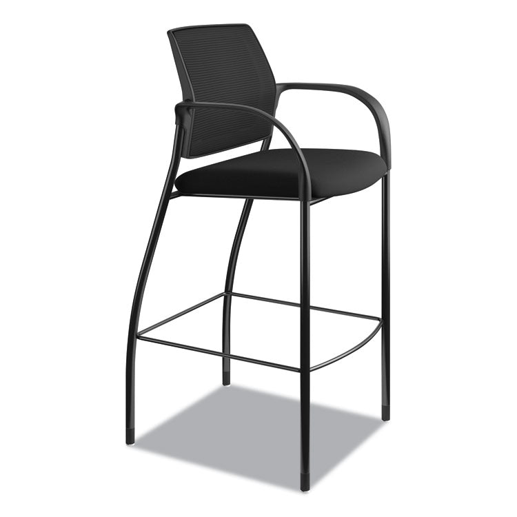 HON® Ignition 2.0 Ilira-Stretch Mesh Back Cafe Height Stool, Supports Up to 300 lb, 31" High Seat, Black Seat/Back, Black Base (HONIC108IMCU10)