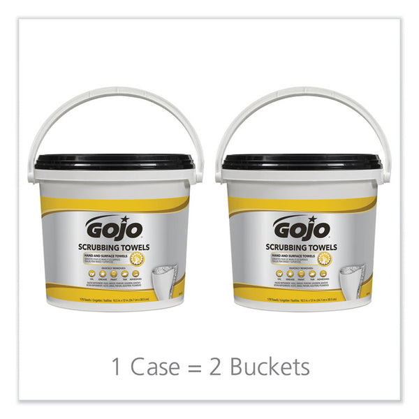 GOJO® Scrubbing Towels, Hand Cleaning, Orange Scent, White/Yellow, 170/Bucket, 2 Buckets/Carton (GOJ639802) Case of 2