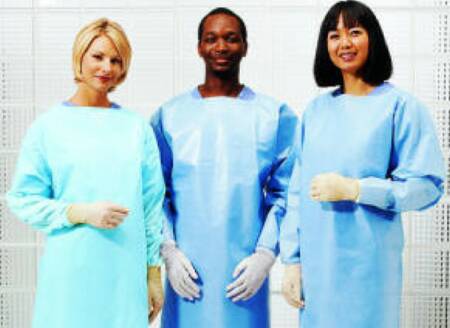 Cardinal Protective Procedure Gown One Size Fits Most Blue NonSterile AAMI Level 4 Disposable (471824_CS) 100/CS