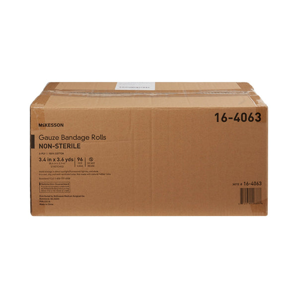 McKesson Fluff Bandage Roll 3-2/5 Inch X 3-3/5 Yard 6-Ply Roll Shape NonSterile 96 per Case (649420_EA) 1/EA