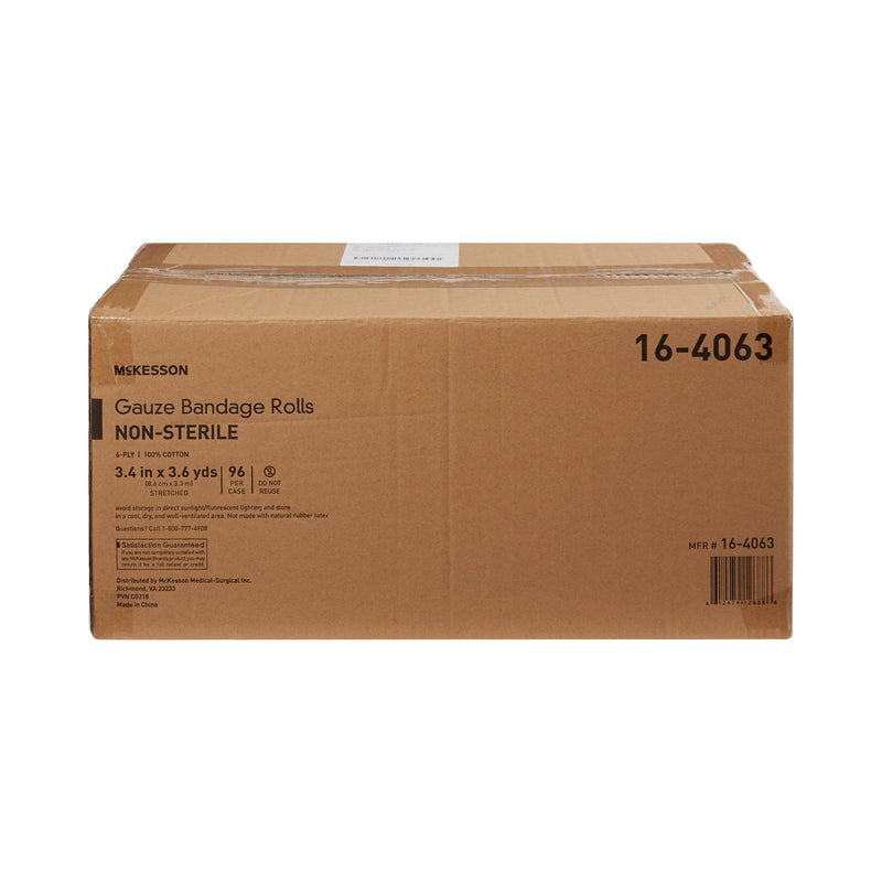 McKesson Fluff Bandage Roll 3-2/5 Inch X 3-3/5 Yard 6-Ply Roll Shape NonSterile 96 per Case (649420_EA) 1/EA
