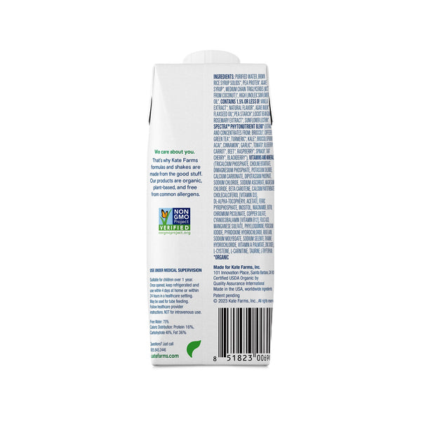Kate Farms Pediatric Standard 1.2 Pediatric Oral Supplement Vanilla Flavor 8.45 oz. Carton Liquid Organic Pea Protein (1105970_EA) 1/EA