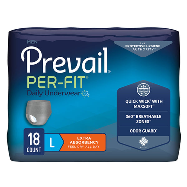 Prevail® Per-Fit® Male Adult Absorbent Underwear Pull On with Tear Away Seams Large Disposable Heavy Absorbency (881920_BG) 18/BG