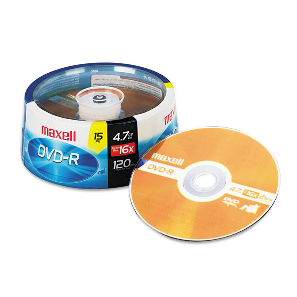 Maxell® DVD-R Recordable Disc, 4.7 GB, 16x, Spindle, Gold, 15/Pack (MAX638006) Pack of 15