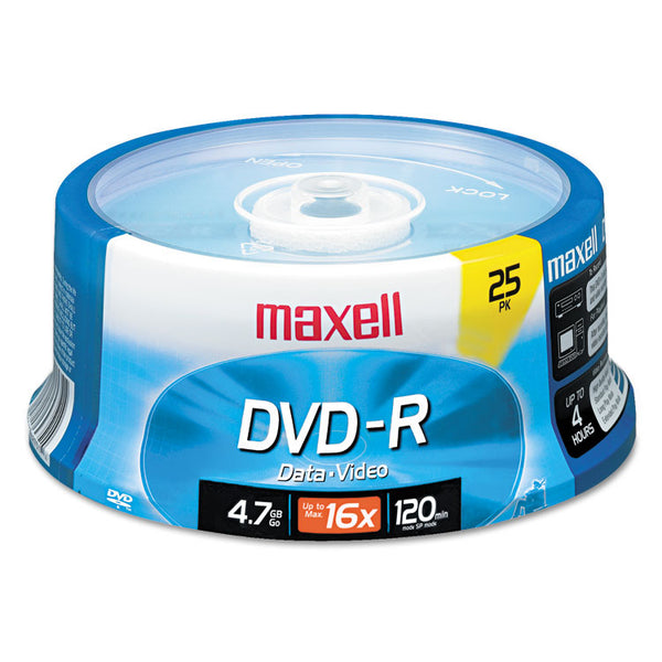 Maxell® DVD-R Recordable Disc, 4.7 GB, 16x, Spindle, Gold, 25/Pack (MAX638010) Pack of 25