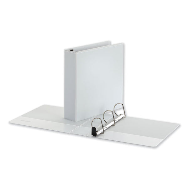 Universal® Deluxe Easy-to-Open D-Ring View Binder, 3 Rings, 2" Capacity, 11 x 8.5, White (UNV30732)