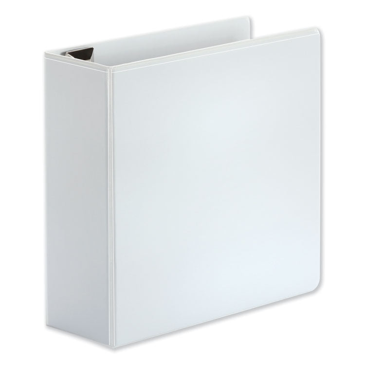 Universal® Deluxe Easy-to-Open D-Ring View Binder, 3 Rings, 4" Capacity, 11 x 8.5, White (UNV30754)