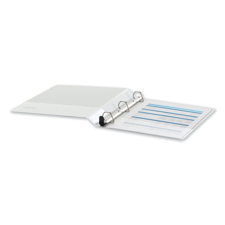 Universal® Deluxe Easy-to-Open D-Ring View Binder, 3 Rings, 1" Capacity, 11 x 8.5, White (UNV30712)