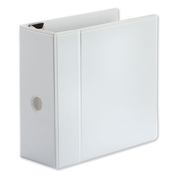 Universal® Deluxe Easy-to-Open D-Ring View Binder, 3 Rings, 5" Capacity, 11 x 8.5, White (UNV30756)