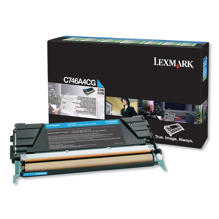 Lexmark™ C746A4CG Return Program Toner, 7,000 Page-Yield, Cyan, TAA Compliant (LEXC746A4CG)