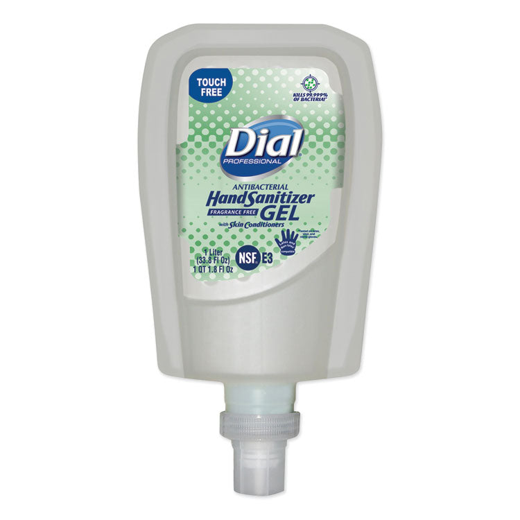 Dial® Professional Antibacterial Gel Hand Sanitizer Refill for FIT Touch Free Dispenser, 1.2 L Bottle, Fragrance-Free, 3/Carton (DIA19029)