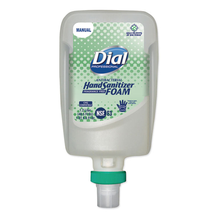 Dial® Professional Antibacterial Foaming Hand Sanitizer Refill for FIT Manual Dispenser, 1.2 L Bottle, Fragrance-Free, 3/Carton (DIA19038)