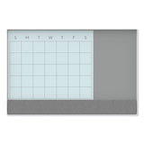U Brands 3N1 Magnetic Glass Dry Erase Combo Board, 23 x 17, Month View, Gray/White Surface, White Aluminum Frame (UBR3196U0001) Each