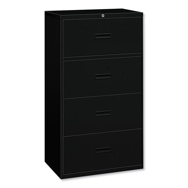 HON® 400 Series Lateral File, 4 Legal/Letter-Size File Drawers, Black, 36" x 18" x 52.5" (BSX484LP)