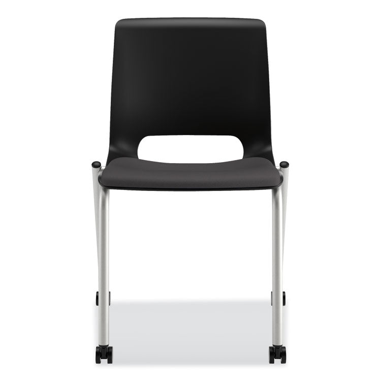 HON Motivate Four-Leg Stacking Chair, Onyx Seat/Black Back, Platinum Base, 2/Carton (HONMG201CU10) Carton of 2