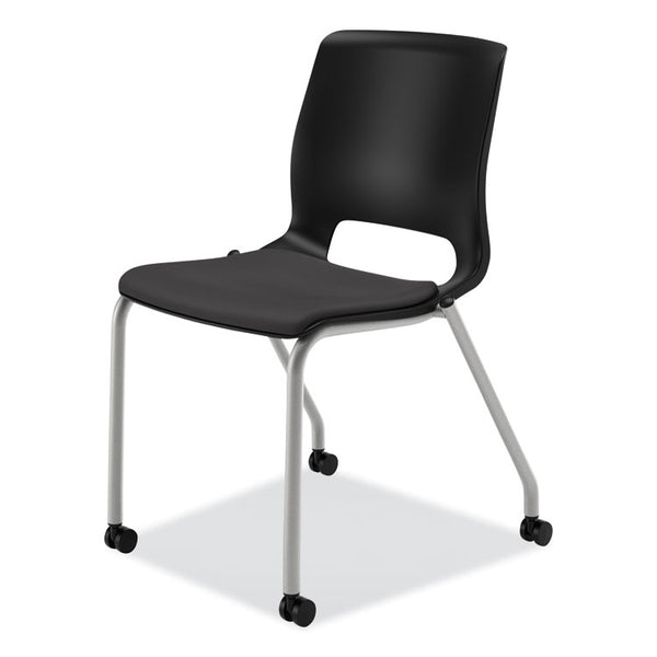 HON Motivate Four-Leg Stacking Chair, Onyx Seat/Black Back, Platinum Base, 2/Carton (HONMG201CU10)