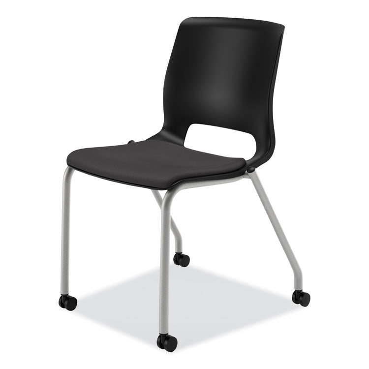 HON Motivate Four-Leg Stacking Chair, Onyx Seat/Black Back, Platinum Base, 2/Carton (HONMG201CU10) Carton of 2